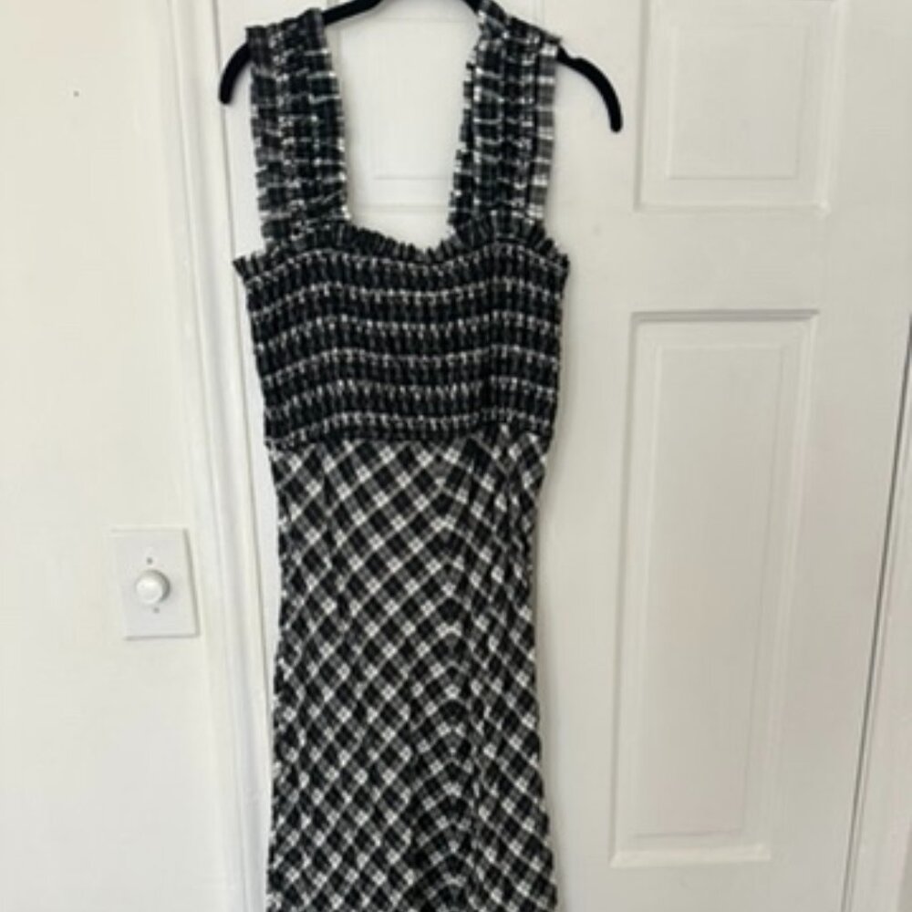 Ganni Seersucker Gingham Maxi Dress
